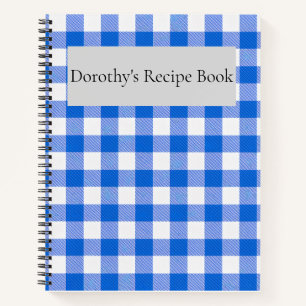 Cuaderno Bonito Blue Gingham Design Receta personalizada