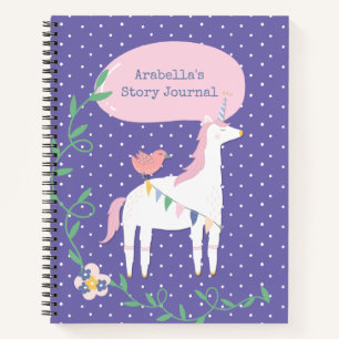 Cuaderno Bonito Chica morado de Unicornio escribe y dibuja 