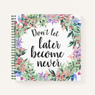 Cuaderno Bonito Cita Motivadora Acuarela Floral