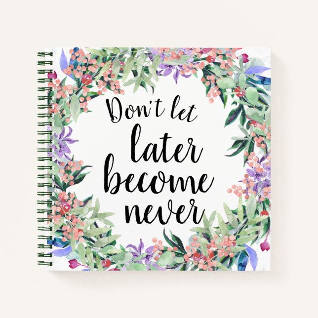 Cuaderno Bonito Cita Motivadora Acuarela Floral (Anverso)