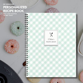 Cuaderno Bonito clásico simple Sage Green Gingham Receta