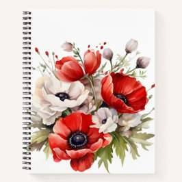 CUADERNO BONITO COLOR DE AGUA ROJO Y BLANCO