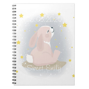 Cuaderno Bonito conejo y estrellas de oro.