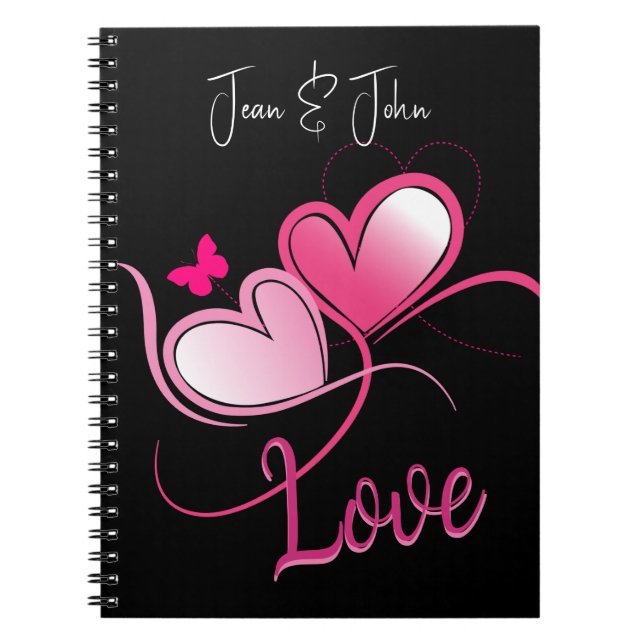 Cuaderno Bonito Corazón Rosa Amor Con Mariposa (Frente)