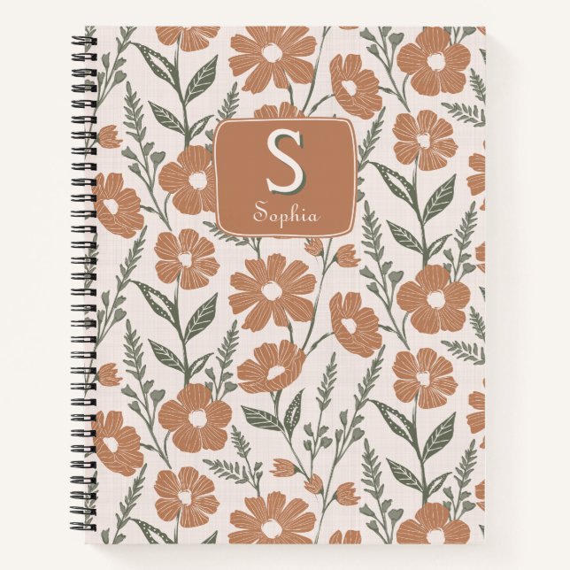 Cuaderno Bonito Daisy Floral Monogramado (Anverso)