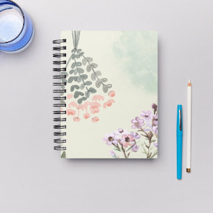 Cuaderno Bonito de color pastel de acuarela con vegetación 