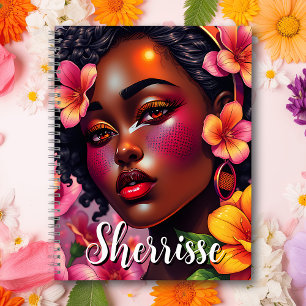 Cuaderno Bonito de flores de color rosadas personalizadas