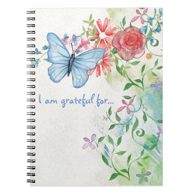 Cuaderno bonito de la gratitud de la mariposa (Frente)