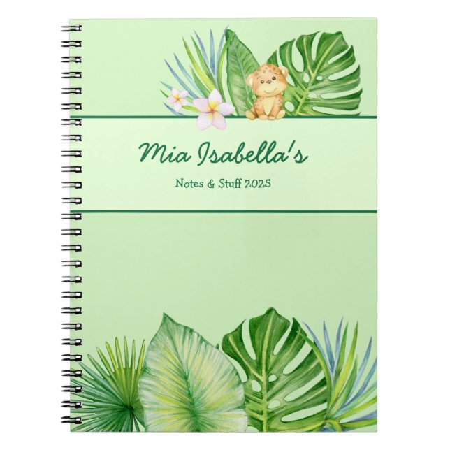 Cuaderno Bonito de Leopardo Tropical - Personaliza (Frente)