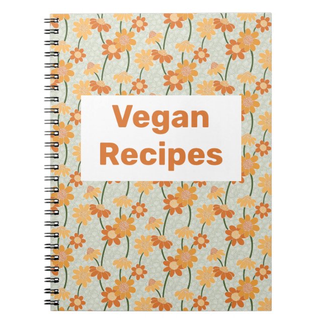 Cuaderno Bonito de libros de recetas vegana retro apagó las (Frente)
