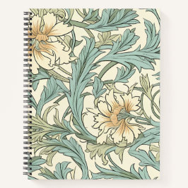 Cuaderno Bonito de marfil rústico de flores dibujado a mano