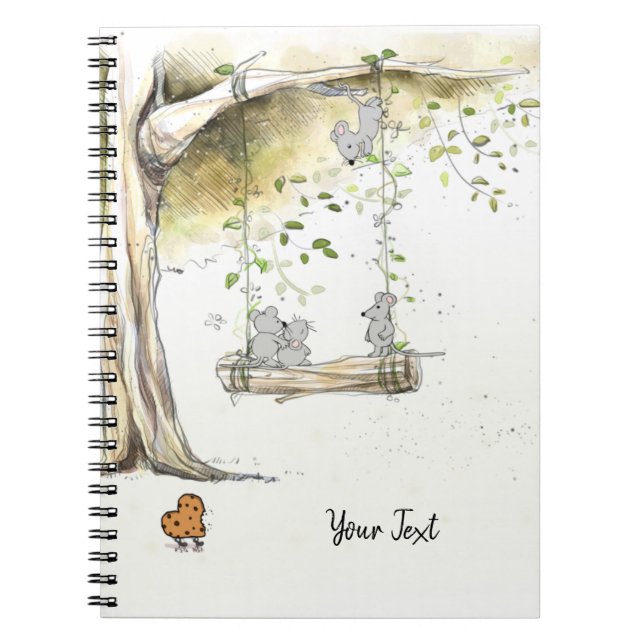 Cuaderno Bonito de nombres personalizados Mice Elegant (Frente)