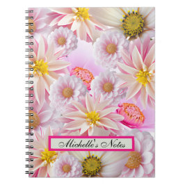 Cuaderno Bonito de personalizable en floral rosa