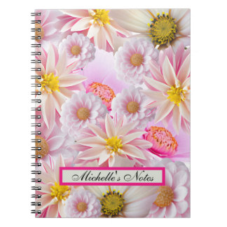 Cuaderno Bonito de personalizable en floral rosa