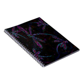Cuaderno Bonito Dragonflies azul púrpura en negro