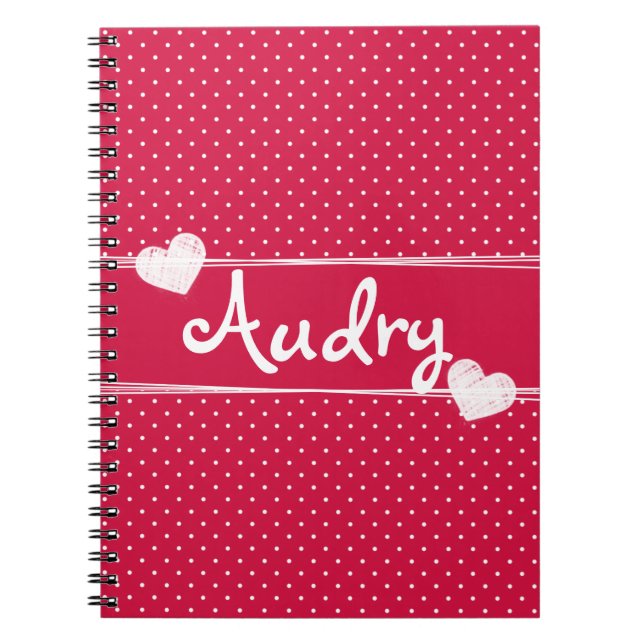 Cuaderno Bonito en tarjeta del día de San Valentín rosada y (Frente)