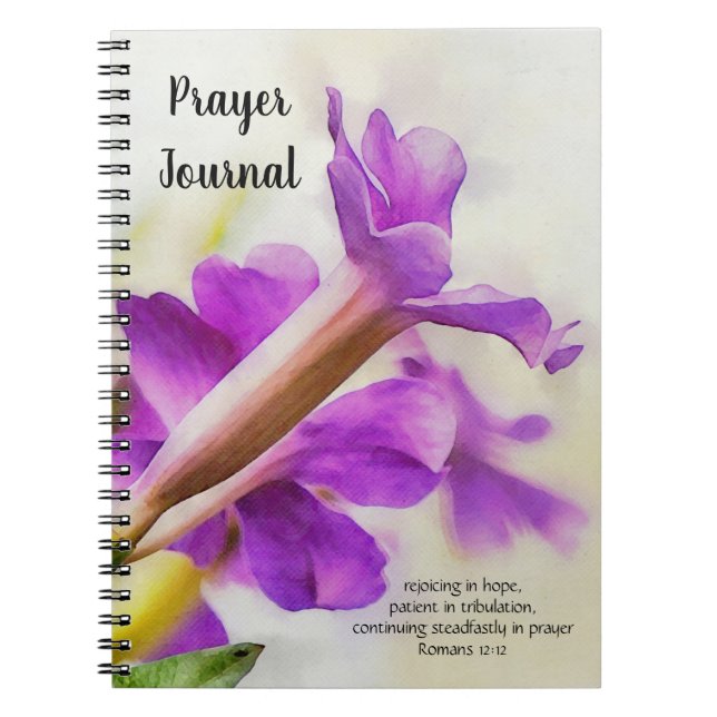 Cuaderno Bonito Flor Púrpura Arte Fe Biblia Verse Journal (Frente)