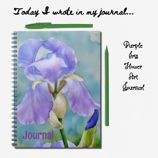 Cuaderno Bonito Flor Púrpura Iris Art Journal Personalizado (Pretty Iris Flower Art Journal)