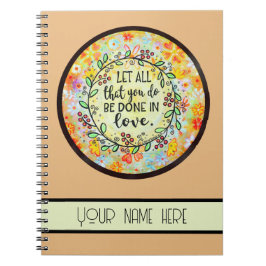 Cuaderno Bonito floral de amor inspiradora personalizada