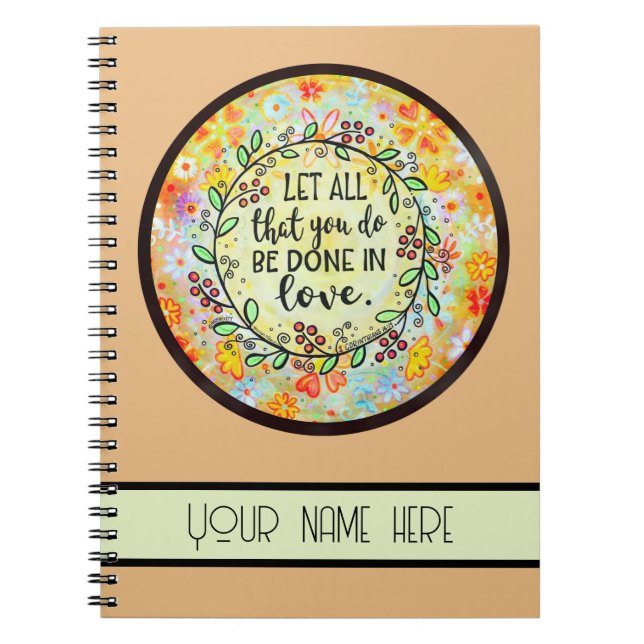 Cuaderno Bonito floral de amor inspiradora personalizada (Frente)
