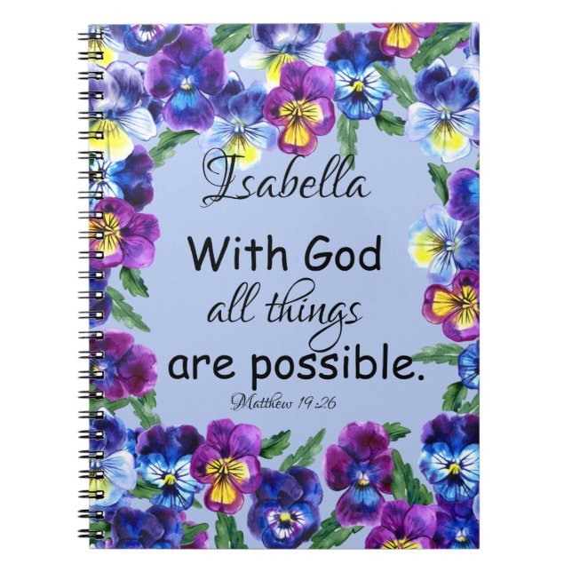 Cuaderno Bonito Floral Pansy Flor Escritura Inspiradora (Frente)