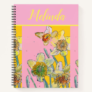 Cuaderno Bonito Floral Pastel Daffodil Flor Acuarela No