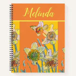 Cuaderno Bonito Floral Pastel Daffodil Flor Acuarela No