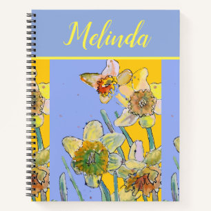 Cuaderno Bonito Floral Pastel Daffodil Flor Acuarela No