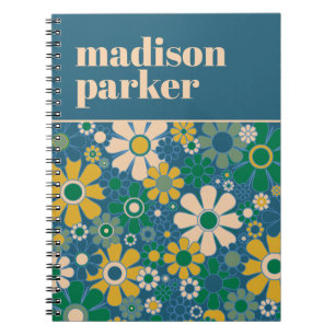 Cuaderno Bonito Floral personalizada azul y verde