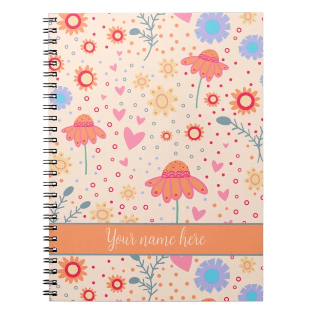 Cuaderno Bonito Floral Personalizada Nombre Inespiritualida (Frente)