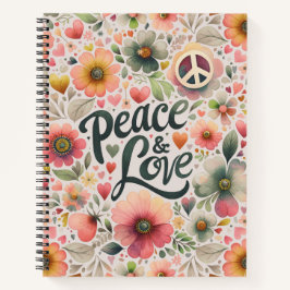 Cuaderno Bonito Floral Retro Paz y Amor