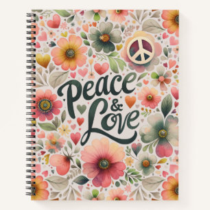 Cuaderno Bonito Floral Retro Paz y Amor