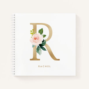 Cuaderno Bonito Florals Faux Relieve metalizado dorado Letr