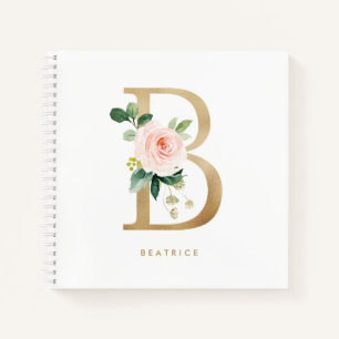 Cuaderno Bonito Florals Letra falsa Relieve metalizado dora