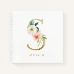 Cuaderno Bonito Florals Letra falsa Relieve metalizado dora