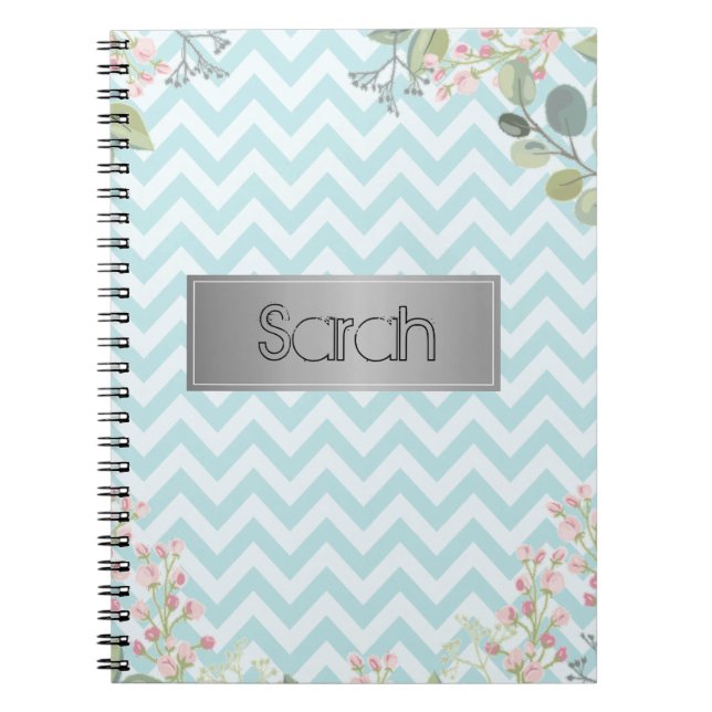 Cuaderno Bonito Fondo Azul Y Blanco, Flores Guay (Frente)