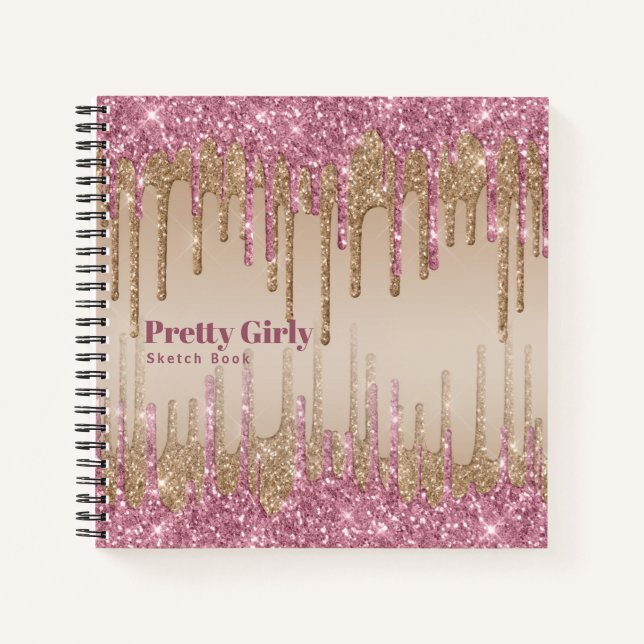 Cuaderno Bonito Girly Purpurina Glam Sketchbook Doodles Not (Anverso)