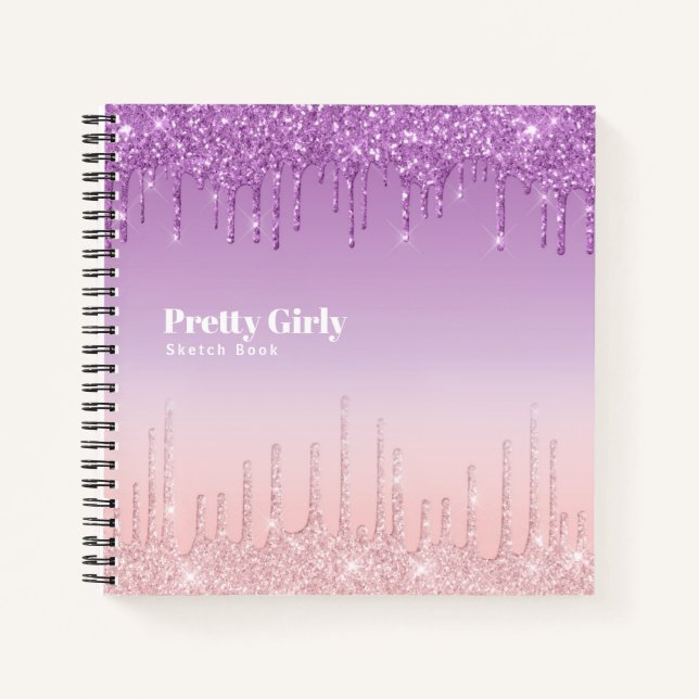 Cuaderno Bonito Girly Purpurina Glam Sketchbook Doodles Not (Anverso)