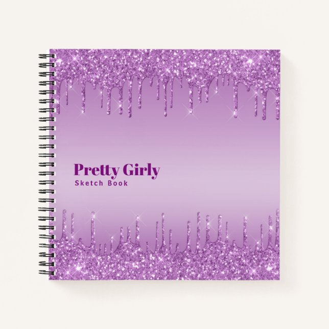 Cuaderno Bonito Girly Purpurina Glam Sketchbook Doodles Not (Anverso)