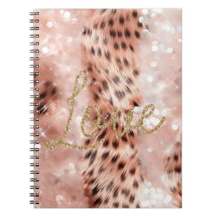 Cuaderno Bonito Girly Rosa Gold Leopard Bokeh