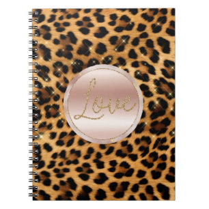 Cuaderno Bonito Girly Rosa Gold Leopard Print