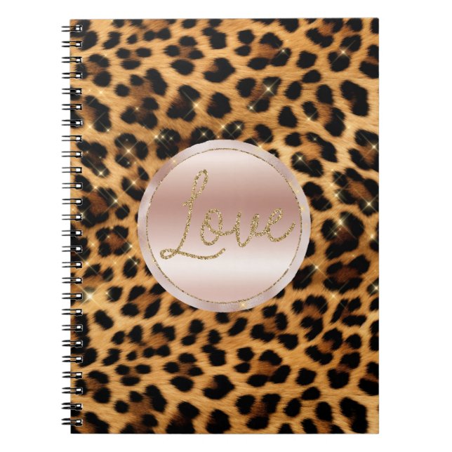 Cuaderno Bonito Girly Rosa Gold Leopard Print (Frente)