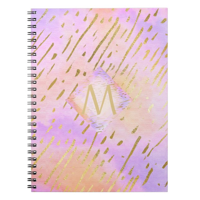 Cuaderno Bonito Girona Purpurina Lluvia de oro rosa (Frente)