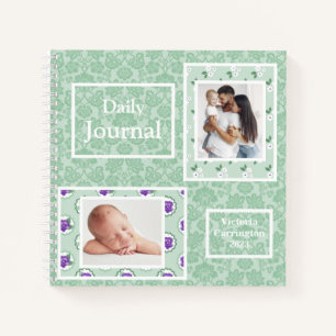 Cuaderno Bonito Green Photo Name Typography Moderno Journal