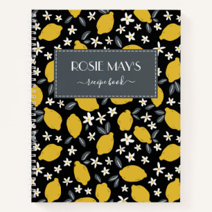 Cuaderno Bonito Gris Black Yellow Lemon Pattern