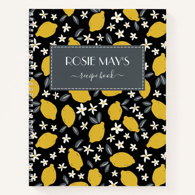 Cuaderno Bonito Gris Black Yellow Lemon Pattern (Anverso)