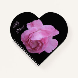 Cuaderno Bonito hermoso rosa rosa floral corazón negro dive