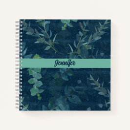 Cuaderno Bonito Hojas azules y verdes Verde azuladas