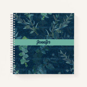 Cuaderno Bonito Hojas azules y verdes Verde azuladas