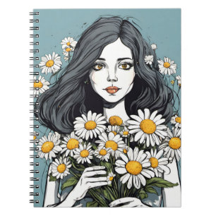 Cuaderno Bonito Lady Con Daisy Bouquet